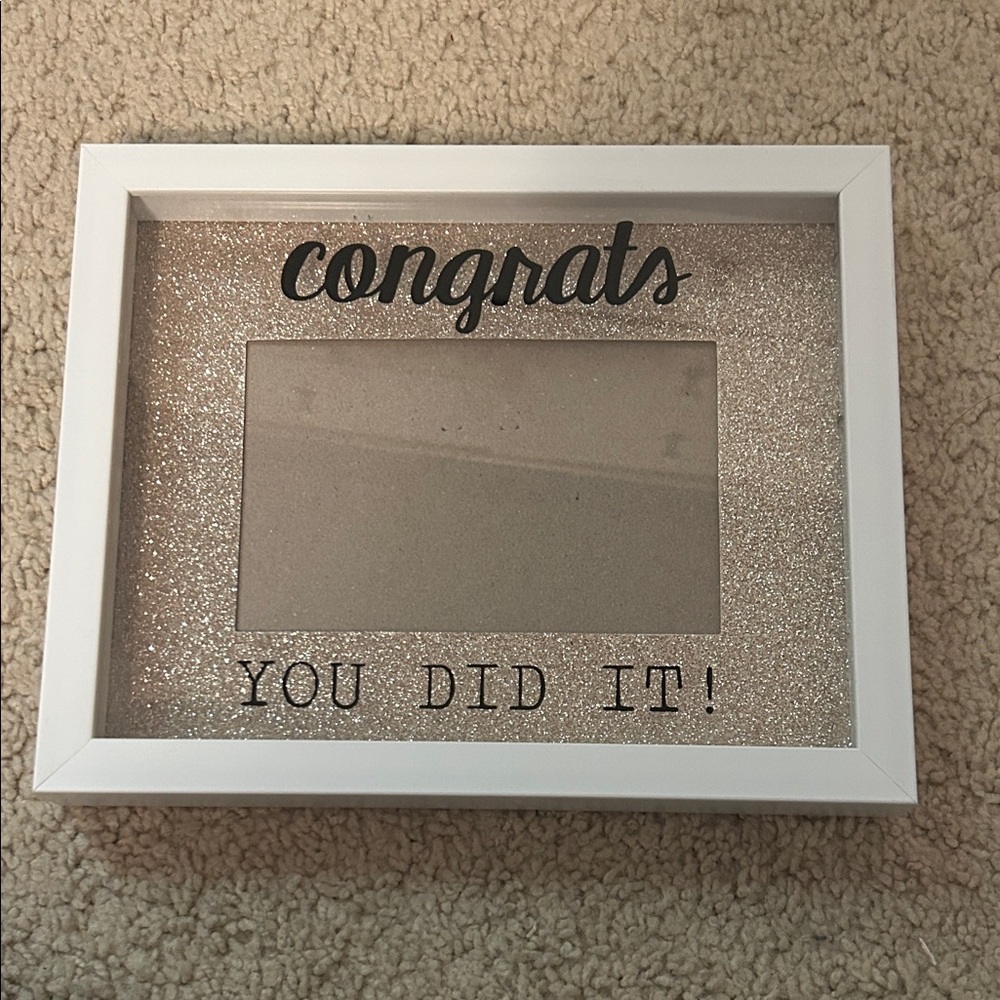 White and Silver Glitter Congratulations Frame